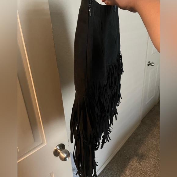 NWT Black Fringe Mini Skirt - Picture 3 of 3